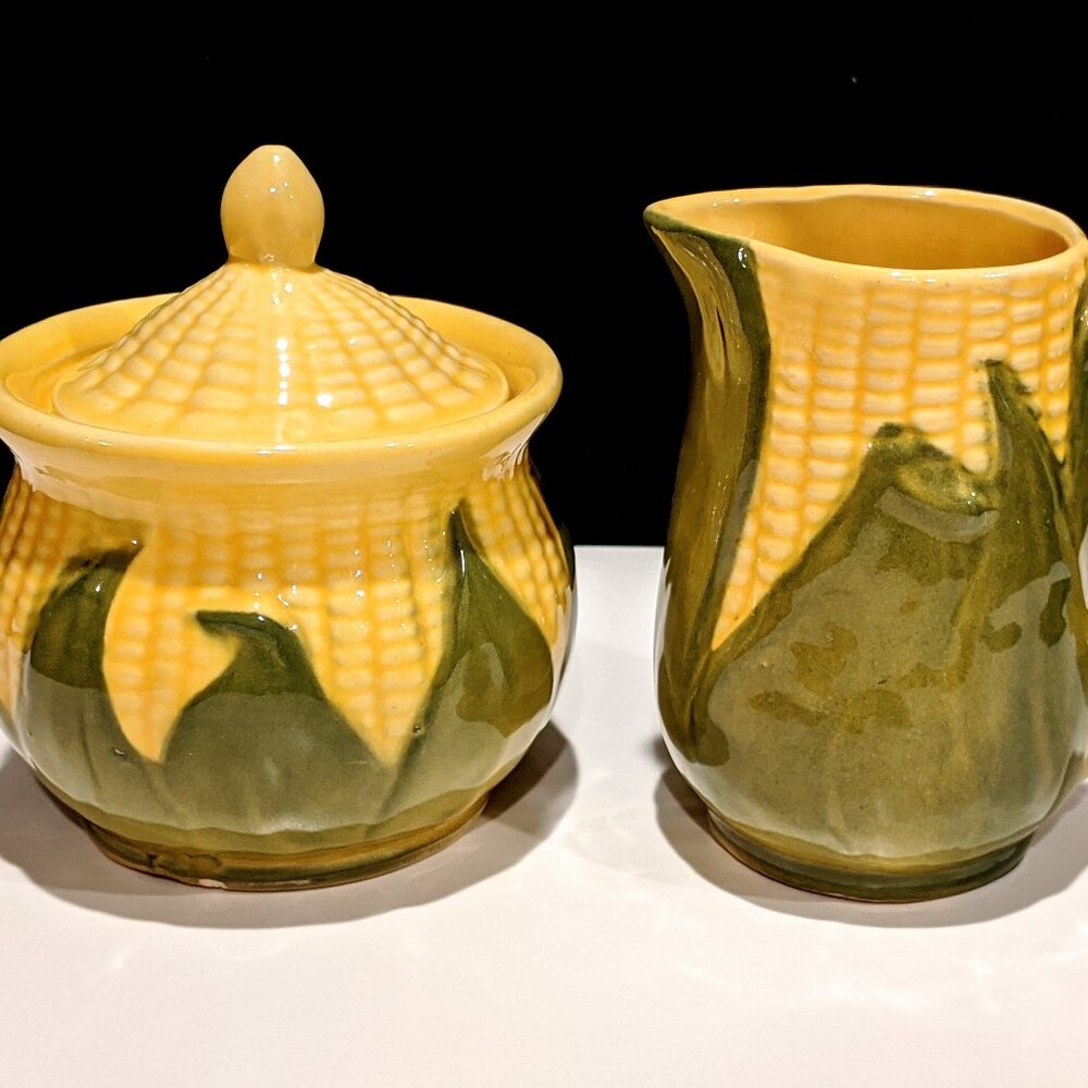 Shawnee “Corn Queen” Ceramic Sugar Bowl and Creamer Set